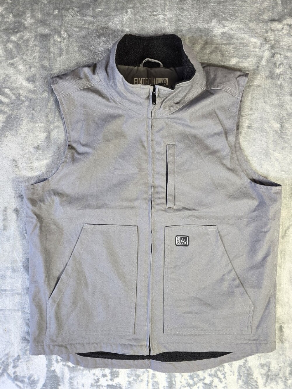 Fintech Sherpa Lined Canvas Vest Size Large Gray WorkWear Utility
